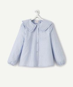 Blouse maxi col rayée avec pois argentés - 10 A