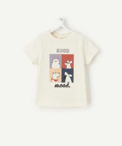 T-shirt bébé garçon écru avec pois et animation chiens - 3 M