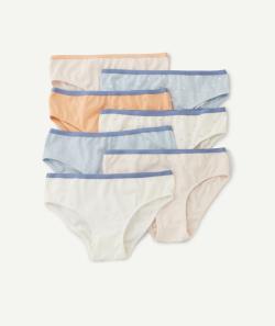 Lot de 7 culottes fille en coton biologique unis et à pois - 10 A