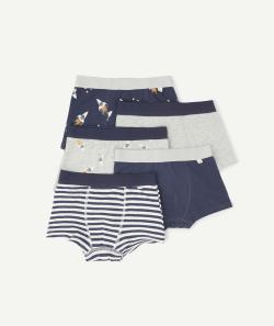 Lot de 5 boxers garçon bleus et gris thème fusée - 14 A