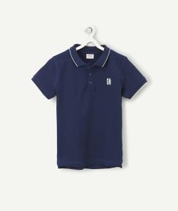 Polo garçon en coton bleu marine avec planches de surf brodées - 12 A