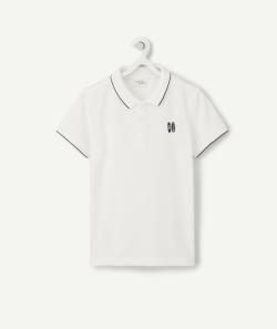 Polo garçon en coton blanc avec surf brodé - 4 A