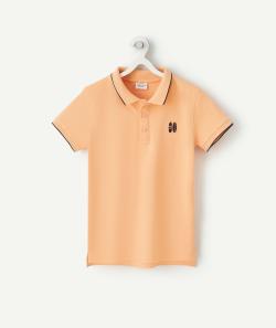 Polo garçon en coton pëche avec planches de surf brodées - 2 A