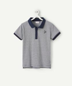 Polo type marinière garçon en coton avec planches de surf brodées - 8 A