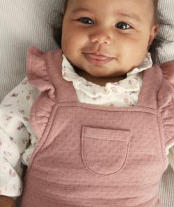 Salopette bébé fille vieux rose en rembourrage recyclé - 9 M