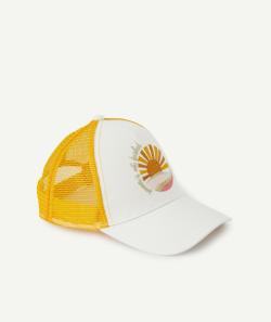 Casquette blanche et jaune avec motif soleil fille - 8-10 A