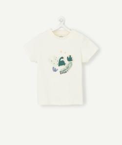 T-shirt blanc dinosaure en coton biologique bébé garçon - 6 M