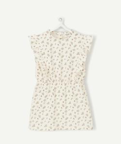 Robe en coton écrue imprimée fleurie et volants bébé fille - 18 M