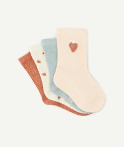 Lot de 4 chaussettes pailletées avec motifs fraises bébé fille - 18-20