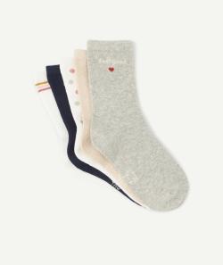 Lot de 5 paires de chaussettes hautes fille unies et imprimées - 38-40