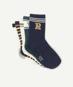 Lot de 5 paires de chaussettes garçon bleues et vertes avec rayures - 38-40