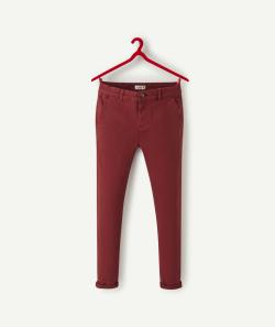 Pantalon chino bordeaux garçon avec poches - XS