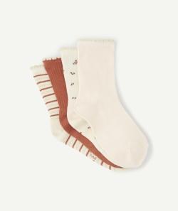 Lot de 4 paires de chaussettes rose et rouille avec imprimés fille - 24-26