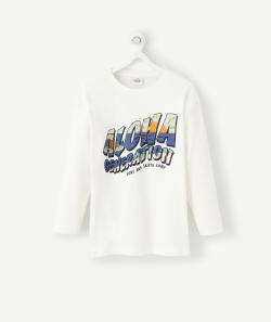 T-shirt garçon blanc en coton bio avec message thème hawaïen - 8 A
