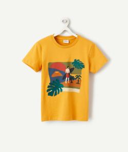 T-shirt garçon jaune en fibres recyclées thème surf - 12 A