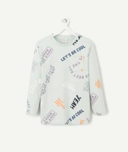 T-shirt garçon en coton biologique bleu avec messages - 12 A
