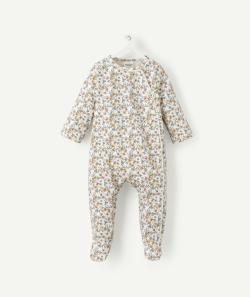 Dors bien bébé en coton bio blanc et imprimé fleuri - 6 M