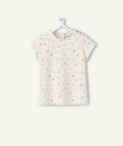 T-shirt bébé fille écru en coton bio avec imprimé fleuri - 1 M