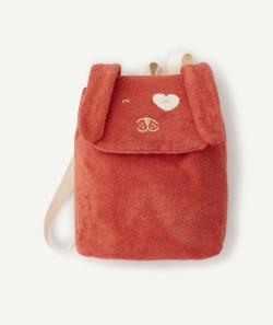 Sac à dos en coton éponge rouge avec oreils en forme de lapins - TU
