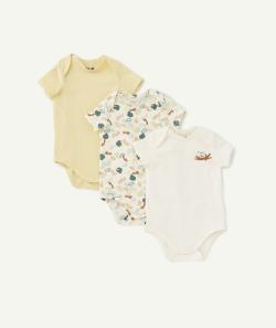 Lot de 3 bodies en coton biologique uni ou avec imprimés - 23 M