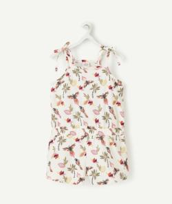Combishort fille en fibres recyclées imprimé coloré - 10 A