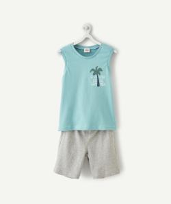 Pyjama garçon en fibres recyclées bleu et gris - 4 A