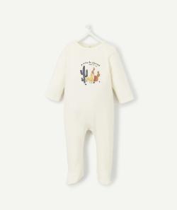 Dors bien écru bébé en coton bio avec motif cactus et message - 3 M