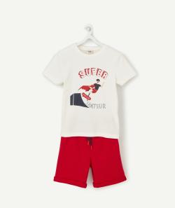 Pyjama blanc et rouge garçon en coton thème skate - 12 A