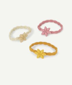 Le lot de 3 élastiques colorés avec fleurs en gomme - TU