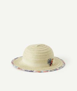 Chapeau de paille avec imprimé fleuri sur le bord - 48