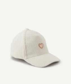 Casquette en velours côtelé avec motif coeur bébé fille - 9-18M