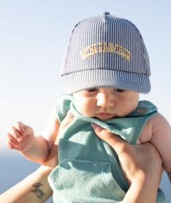 Casquette bébé garçon en coton rayée et avec message - 23-36 M