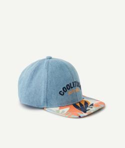 Casquette bébé garçon en coton effet jean avec visière colorée - 3-6 M