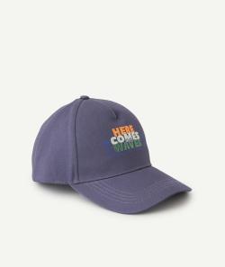 Casquette garçon en coton bleu gris avec messages - 8-10 A