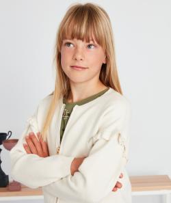 Cardigan blanc avec fermeture et volants fille - 2 A