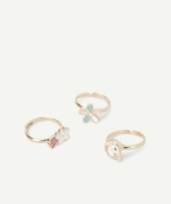 Le lot de 3 bagues avec fleur licorne et étoile - TU