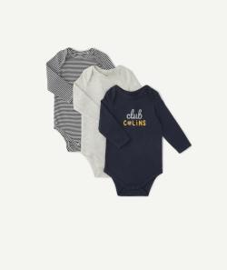 Lot de 3 bodies bébé en coton bio message club calins - 6 M