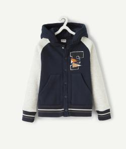 Veste teddy bicolore à capuche en fibres recyclées garçon - 12 A