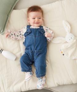 Salopette en denim bleu brut low impact bébé fille - 12 M
