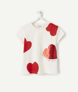 T-shirt fille en coton bio avec coeur sequins réversible - 2 A
