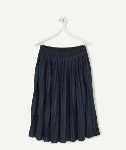 Jupe longue à plis bleu marine pailletée fille - 3 A