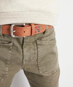 Ceinture imitation cuir vieilli marron avec message garçon - 50-55