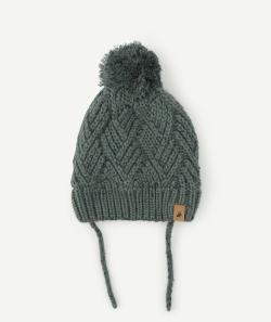Bonnet en tricot kaki bébé garçon en fibres recyclées - 3-9 M