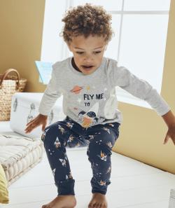 Pyjama garçon en fibres recyclées thème galaxie fluorescent - 2 A