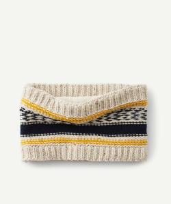 Snood garçon en tricot marine et jaune en fibres recyclées - 2-6 A