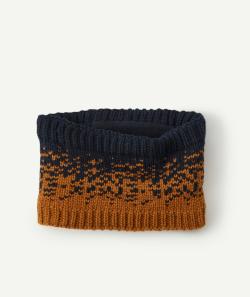 Snood bleu marine et camel en fibres recyclées garçon - 8-14 A