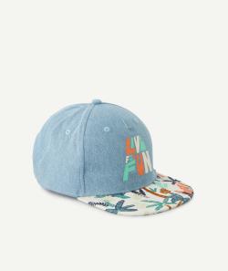 Casquette garçon en coton effet jean avec visière colorée - 8-10 A