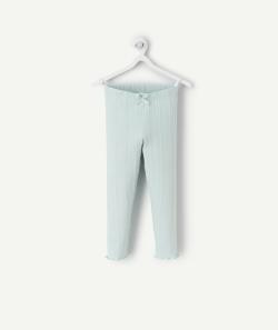 Legging en maille ajourée fille en coton biologique bleu - 4 A