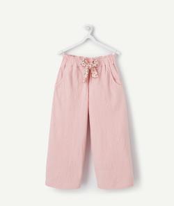 Pantalon large fille effet froissé rose - 4 A