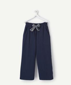 Pantalon large fille effet froissé bleu marine - 10 A